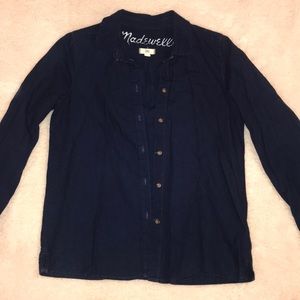 MADEWELL dark wash chambray button down - size S